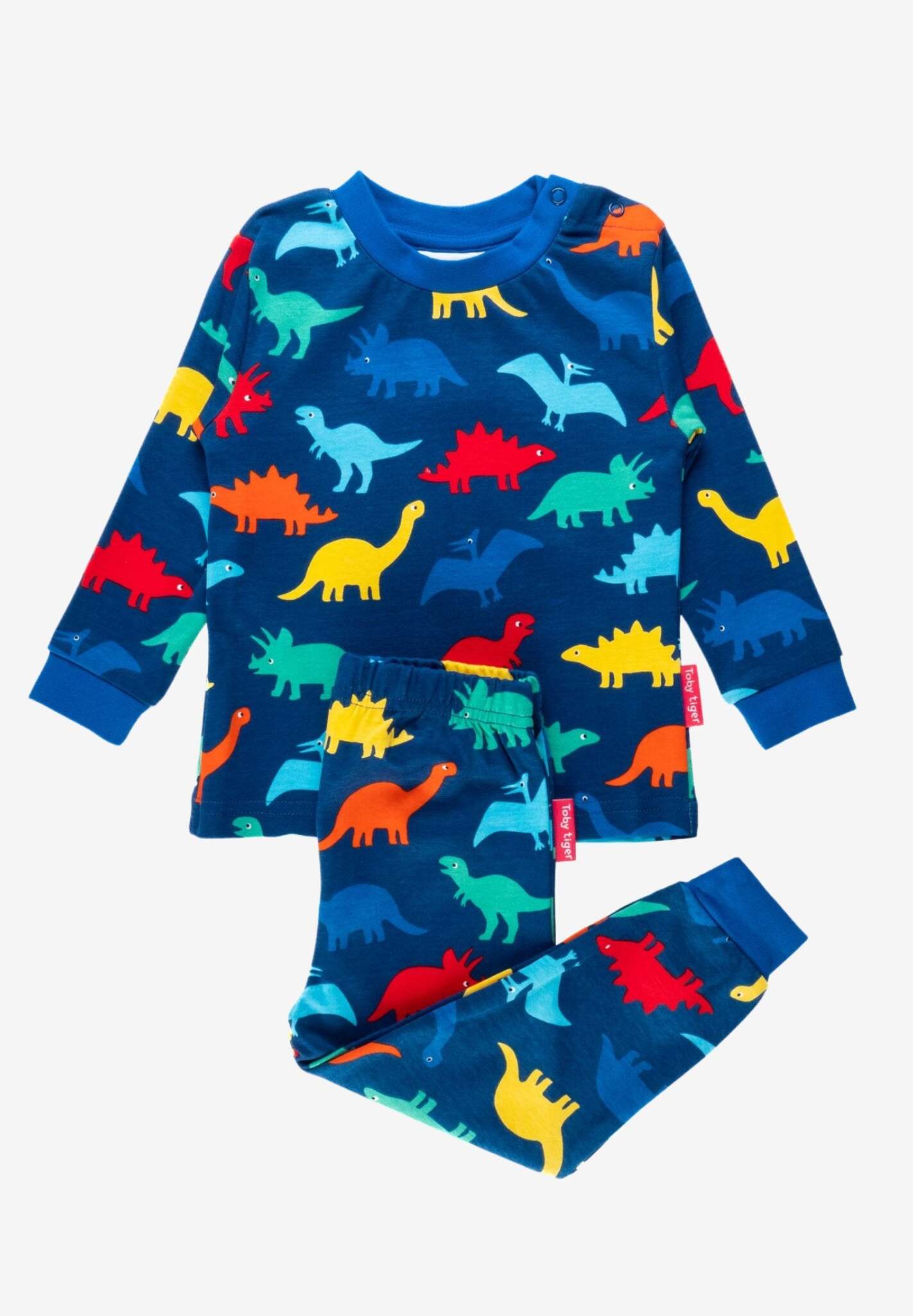 Rainbow Dinosaur Pajamas for Kids - Soft Organic Cotton Dino Sleepwear with Fantasy Print by Toby Tiger at brixbailey.com