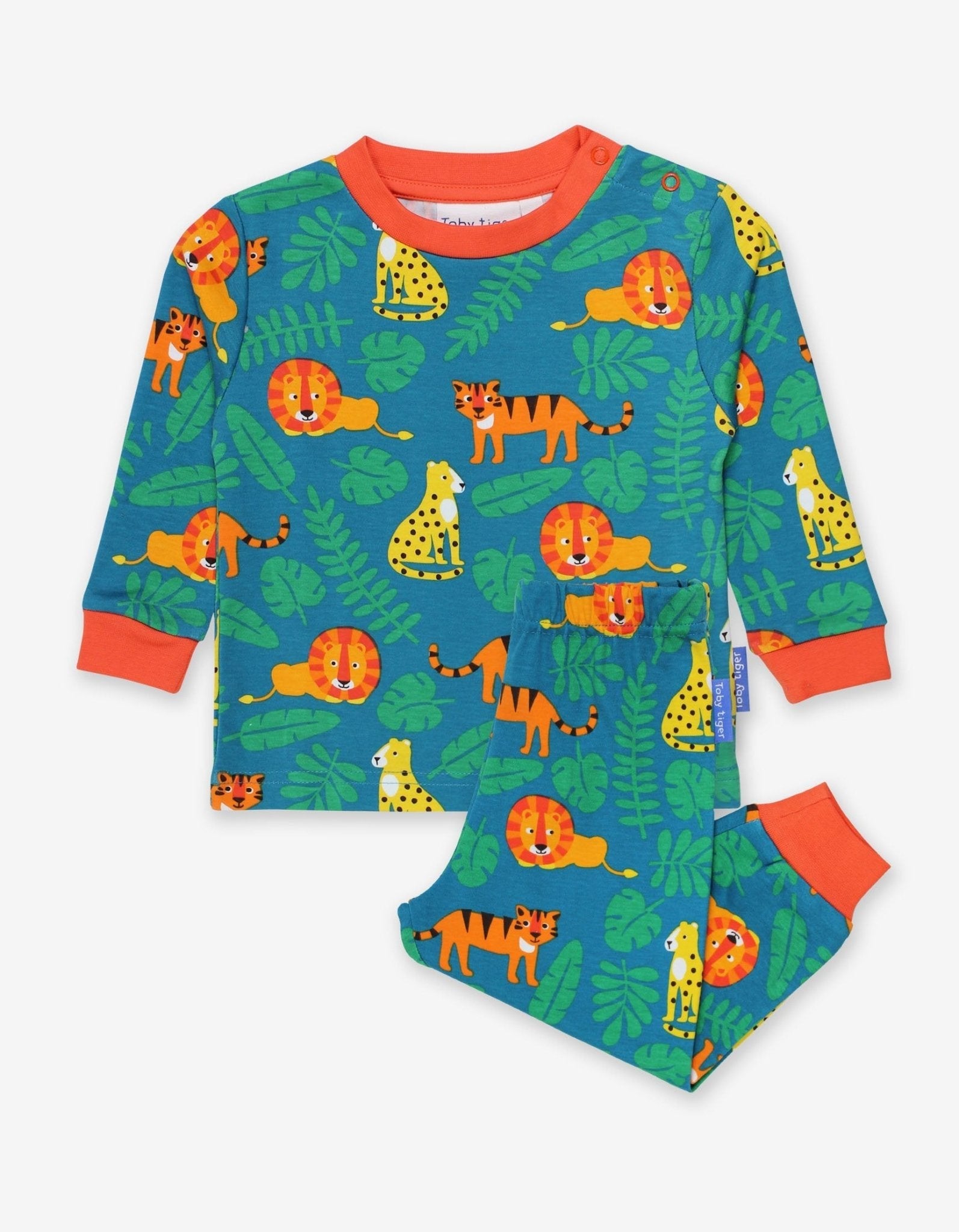 Premium Lion and Tiger Print Organic Cotton Pajamas for Kids - Soft, Eco-Friendly Sleepwear by Toby Tiger at brixbailey.com