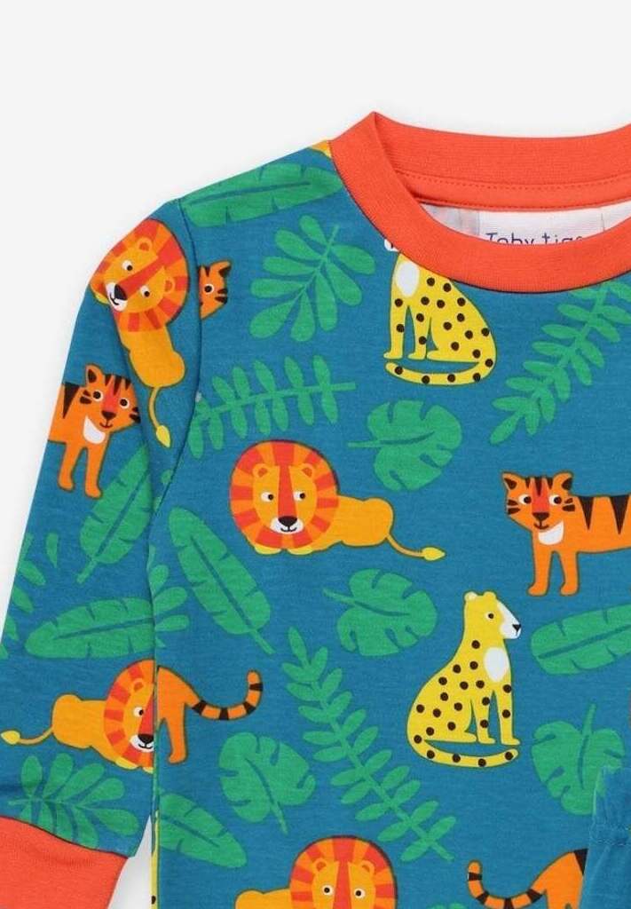 Premium Lion and Tiger Print Organic Cotton Pajamas for Kids - Soft, Eco-Friendly Sleepwear by Toby Tiger at brixbailey.com