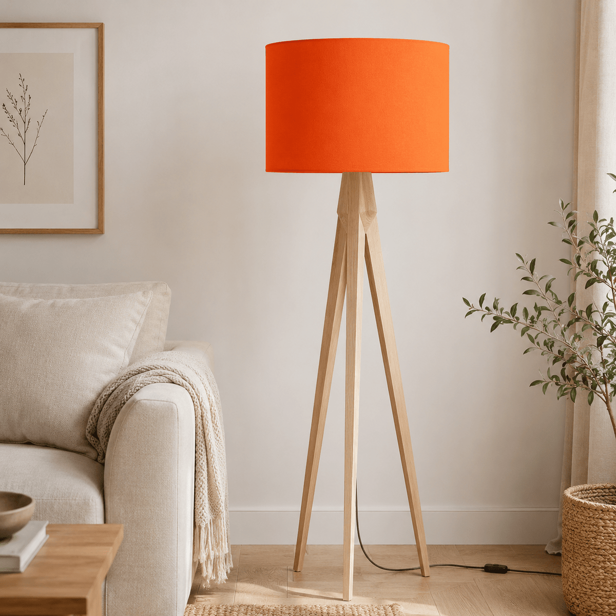 Plain Bright Orange Lampshade – Handmade UK, Ceiling or Table Lamp Shade | Made to Order