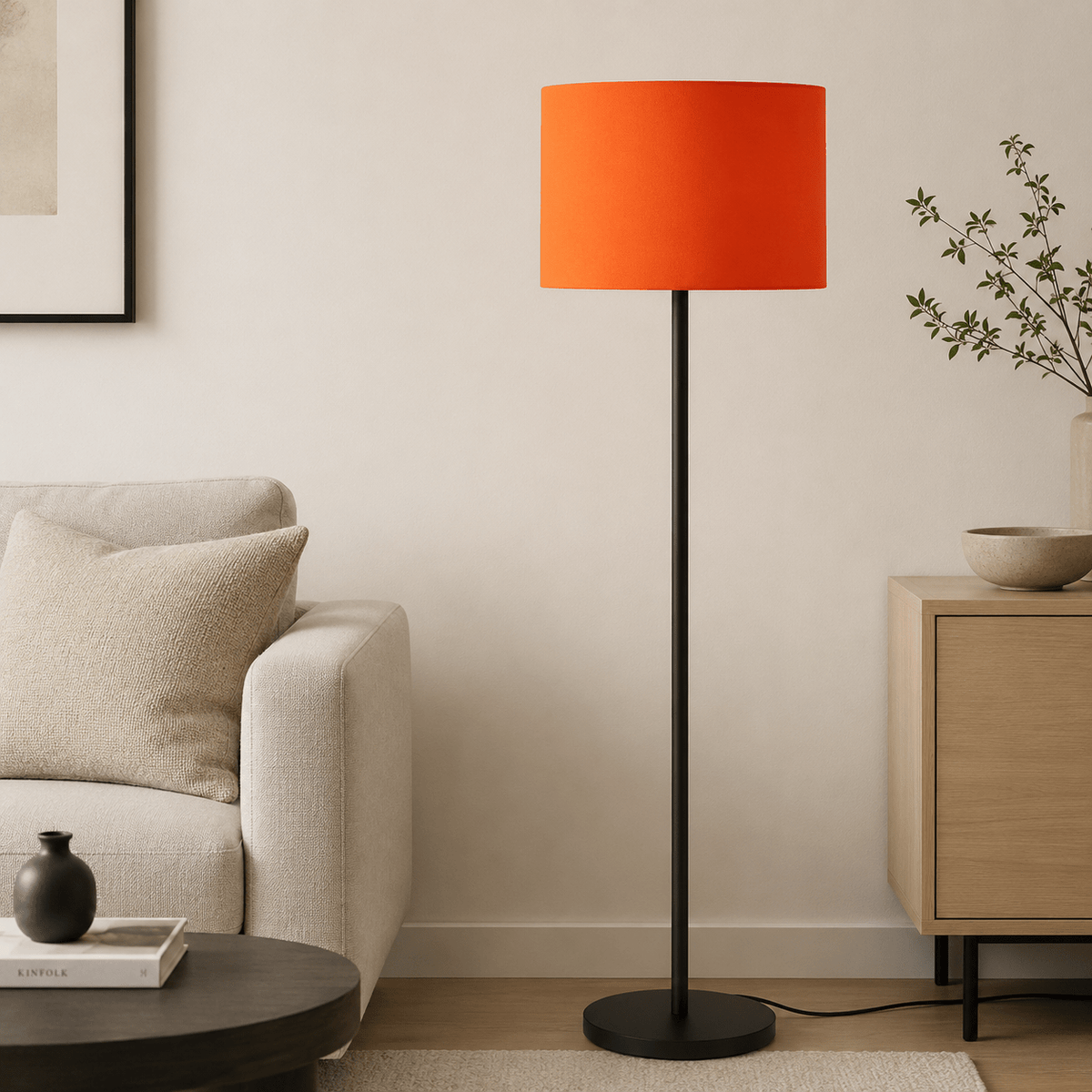 Plain Bright Orange Lampshade – Handmade UK, Ceiling or Table Lamp Shade | Made to Order