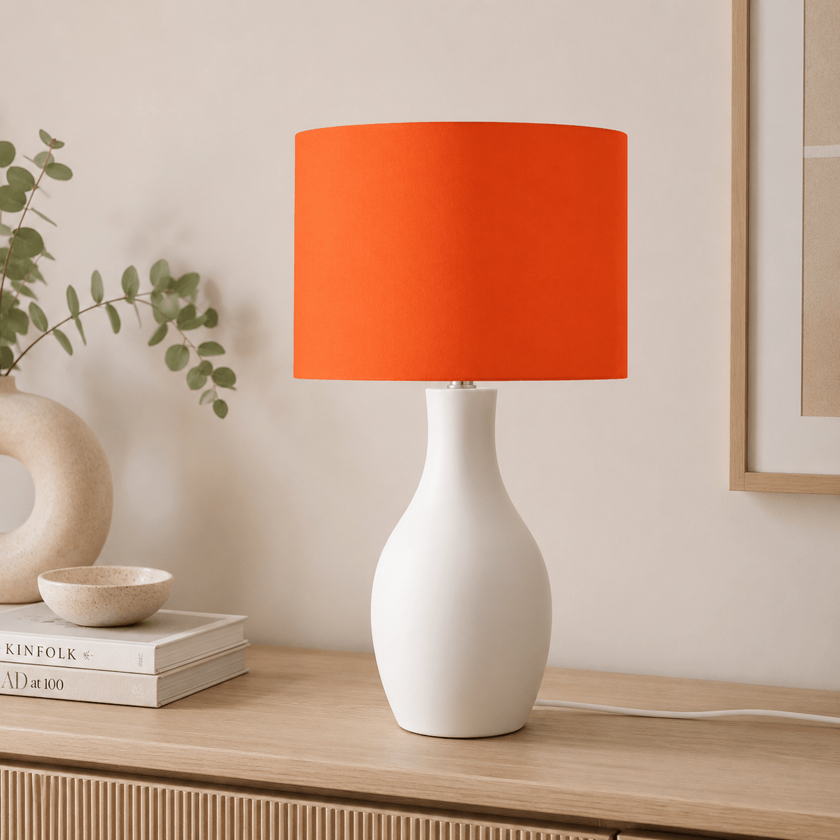 Plain Bright Orange Lampshade – Handmade UK, Ceiling or Table Lamp Shade | Made to Order