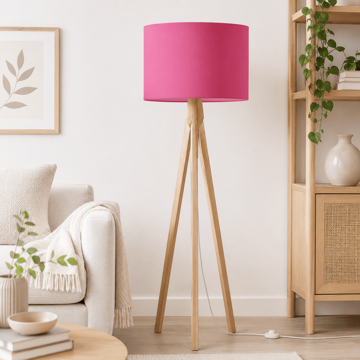 Plain Cerise Pink Lampshade – Handmade UK, Ceiling or Table Lamp Shade | Made to Order