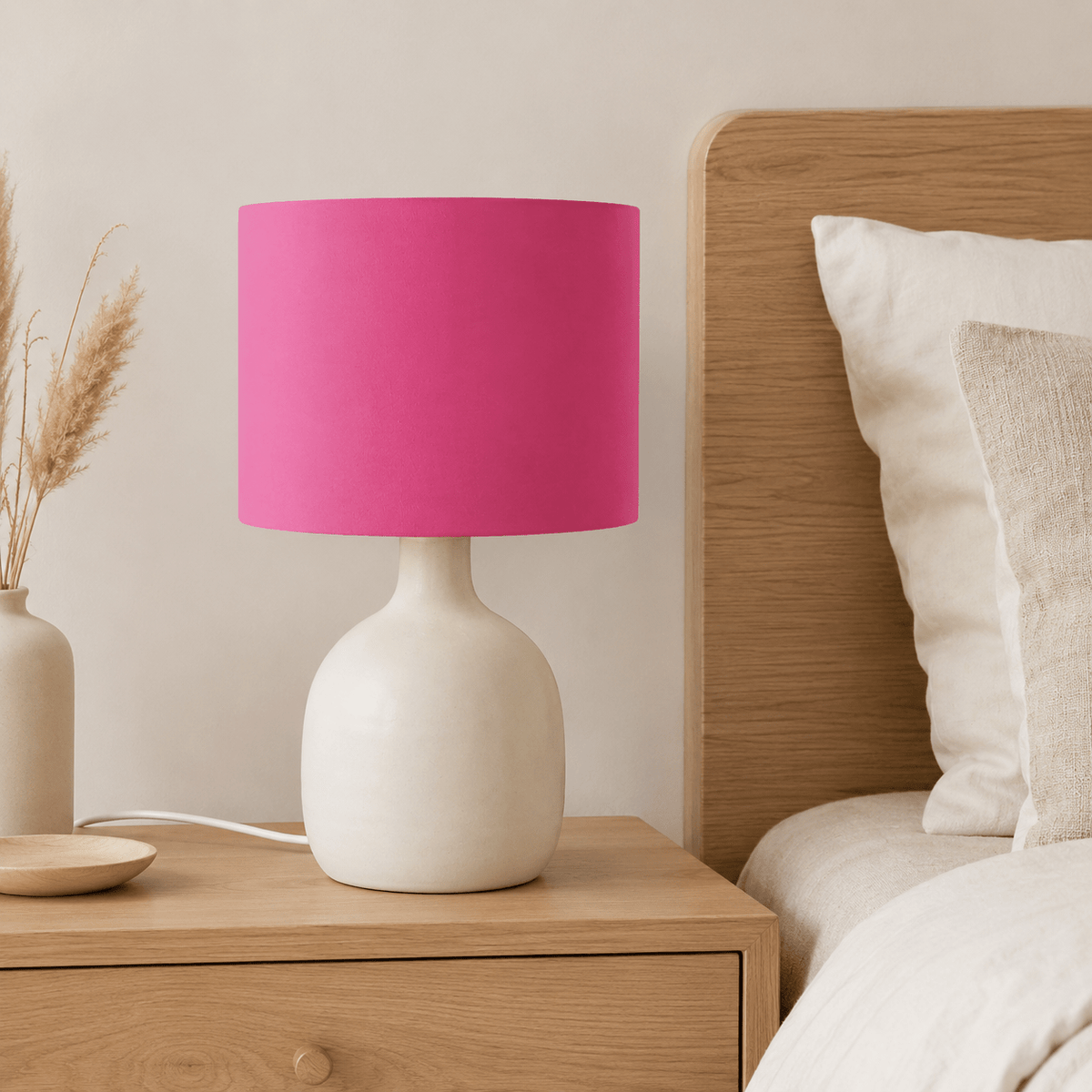 Plain Cerise Pink Lampshade – Handmade UK, Ceiling or Table Lamp Shade | Made to Order