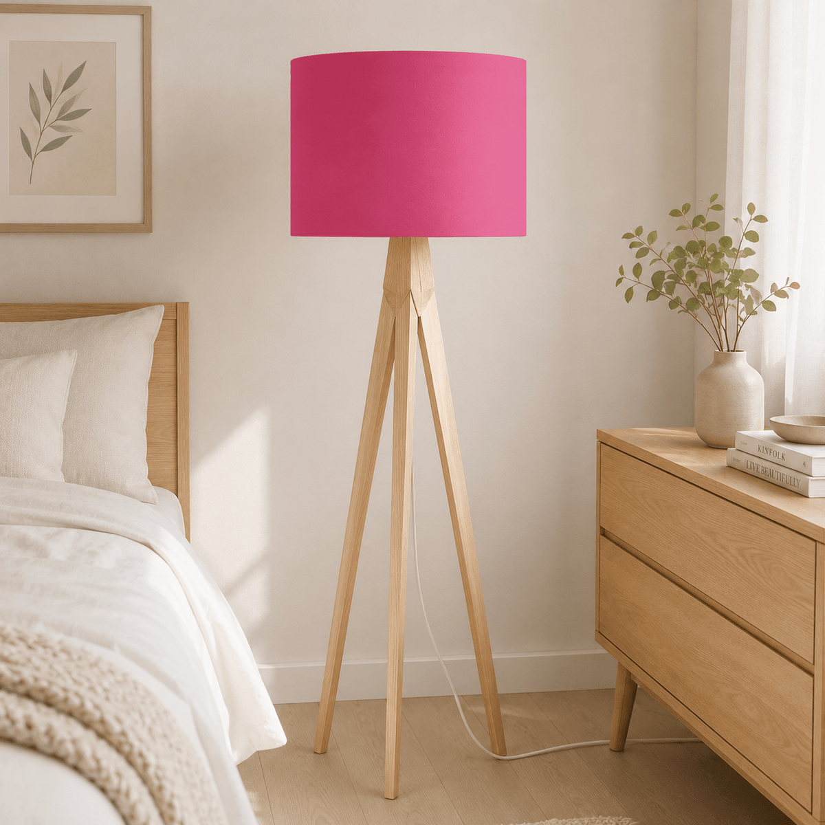 Plain Cerise Pink Lampshade – Handmade UK, Ceiling or Table Lamp Shade | Made to Order