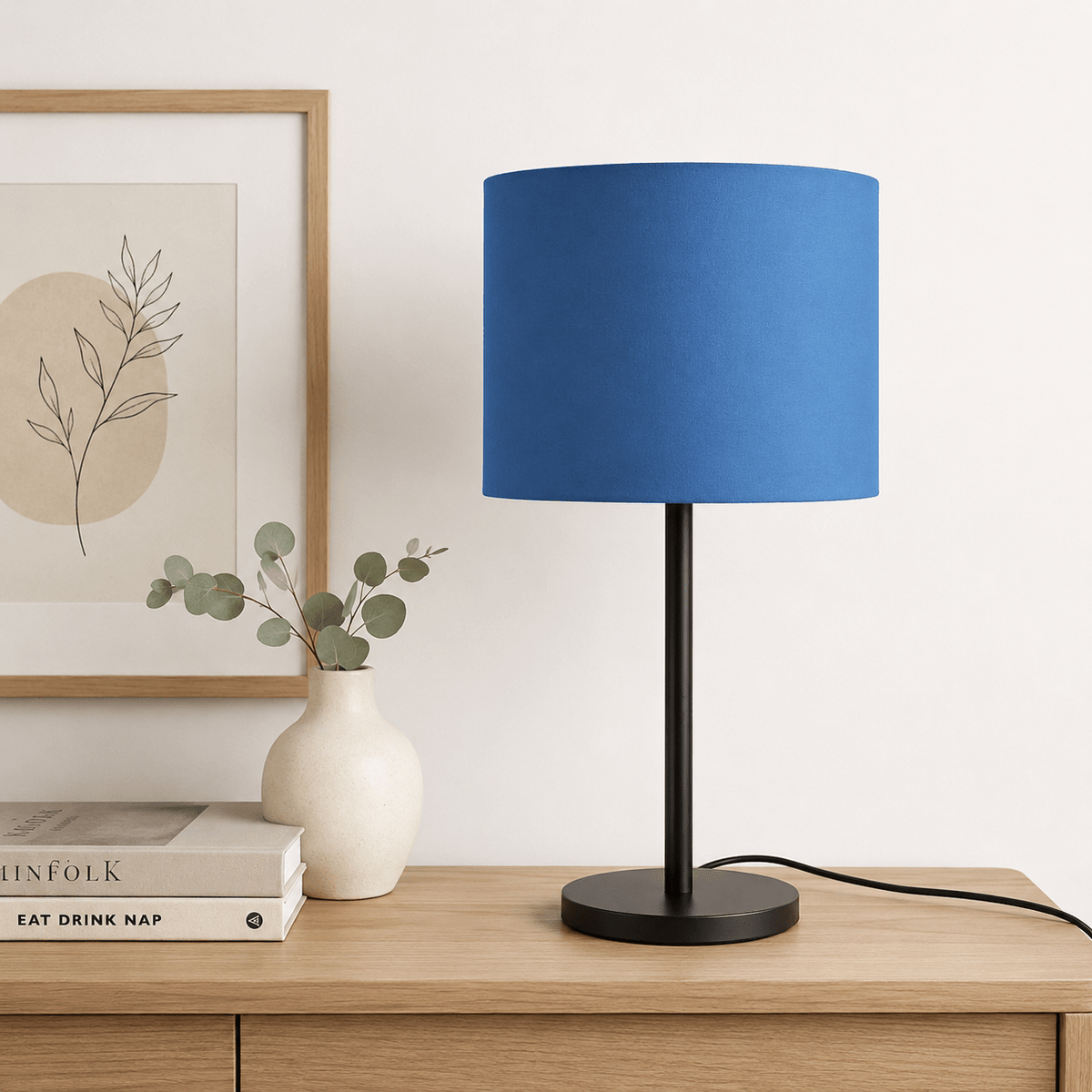 Plain Cobalt Blue Lampshade – Handmade UK, Ceiling or Table Lamp Shade | Made to Order