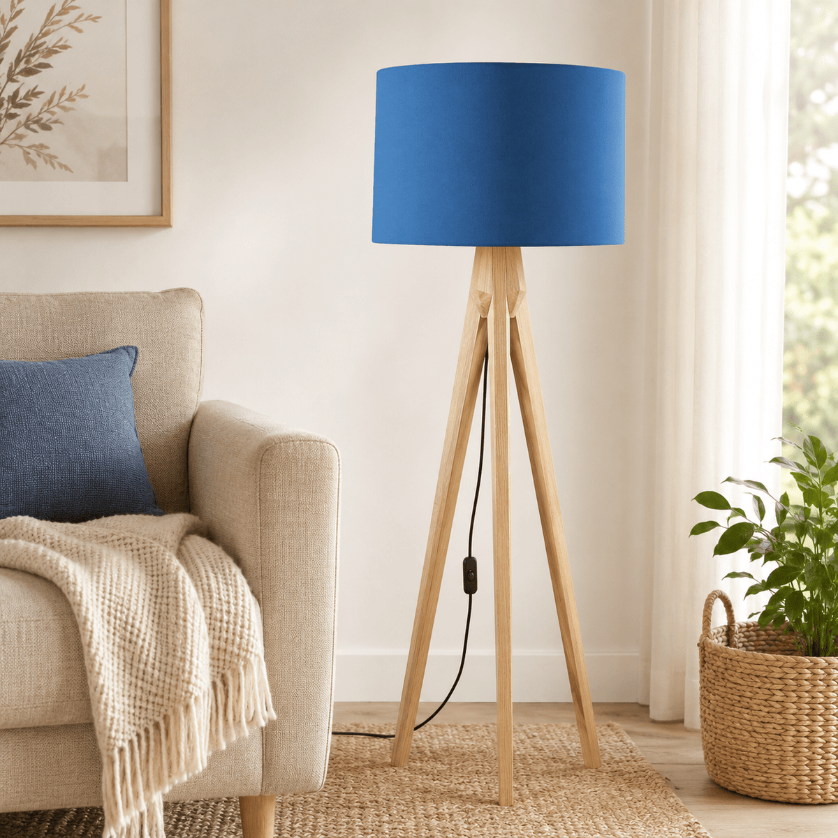 Plain Cobalt Blue Lampshade – Handmade UK, Ceiling or Table Lamp Shade | Made to Order