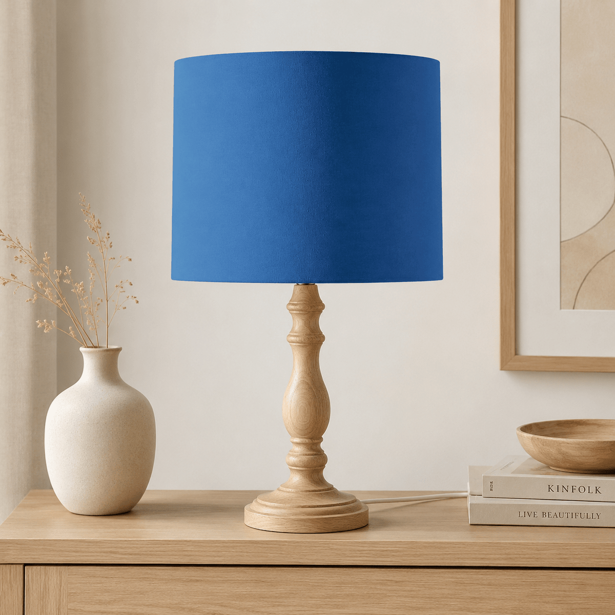 Plain Cobalt Blue Lampshade – Handmade UK, Ceiling or Table Lamp Shade | Made to Order