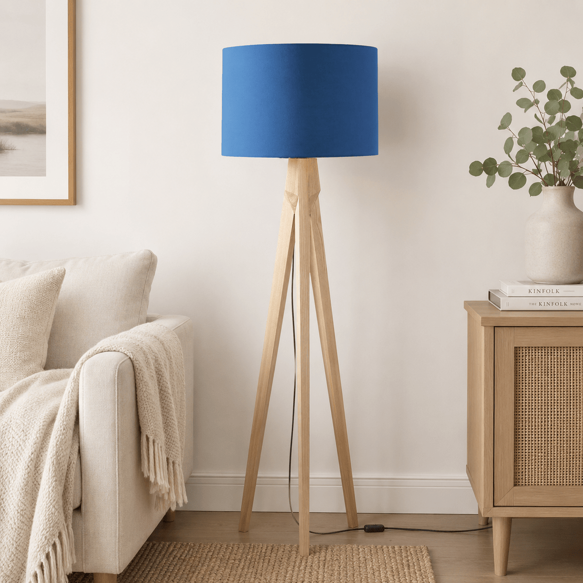 Plain Cobalt Blue Lampshade – Handmade UK, Ceiling or Table Lamp Shade | Made to Order