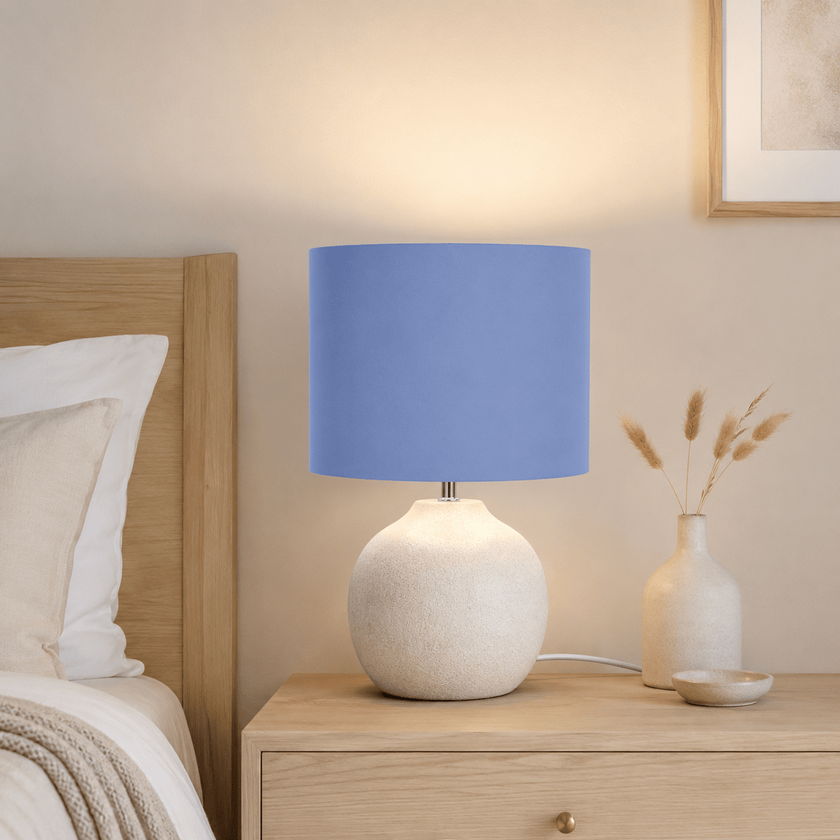 Plain Cornflower Blue Lampshade – Handmade UK, Ceiling or Table Lamp Shade | Made to Order