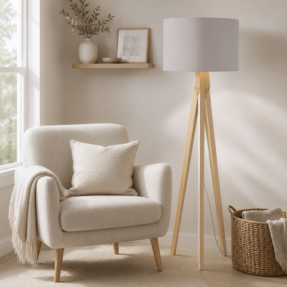 Plain Dove Grey Lampshade – Handmade UK, Ceiling or Table Lamp Shade | Made to Order
