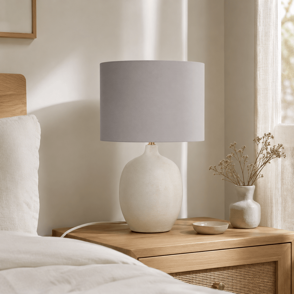 Plain Dove Grey Lampshade – Handmade UK, Ceiling or Table Lamp Shade | Made to Order