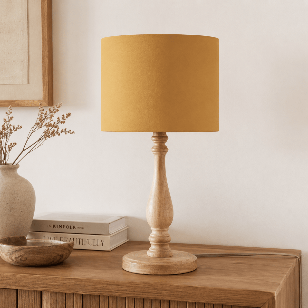 Plain Mustard Lampshade – Handmade UK, Yellow Ceiling or Table Lamp Shade | Made to Order