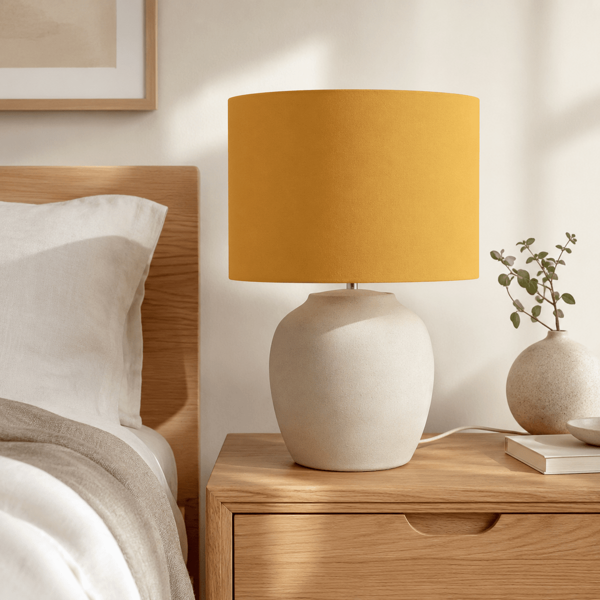 Plain Mustard Lampshade – Handmade UK, Yellow Ceiling or Table Lamp Shade | Made to Order
