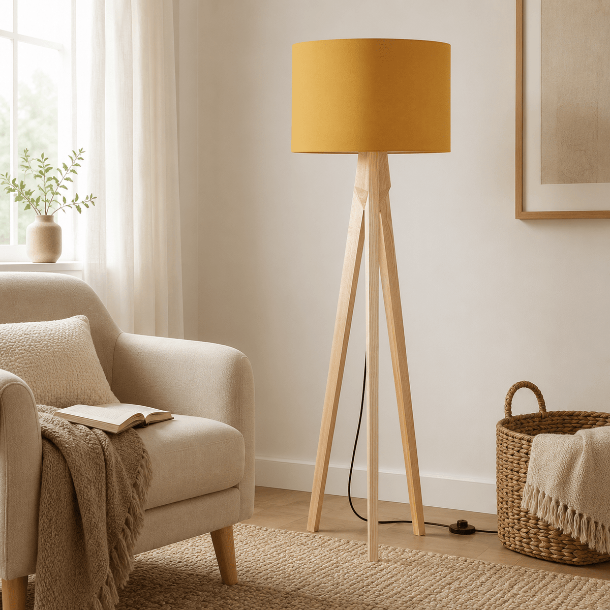 Plain Mustard Lampshade – Handmade UK, Yellow Ceiling or Table Lamp Shade | Made to Order