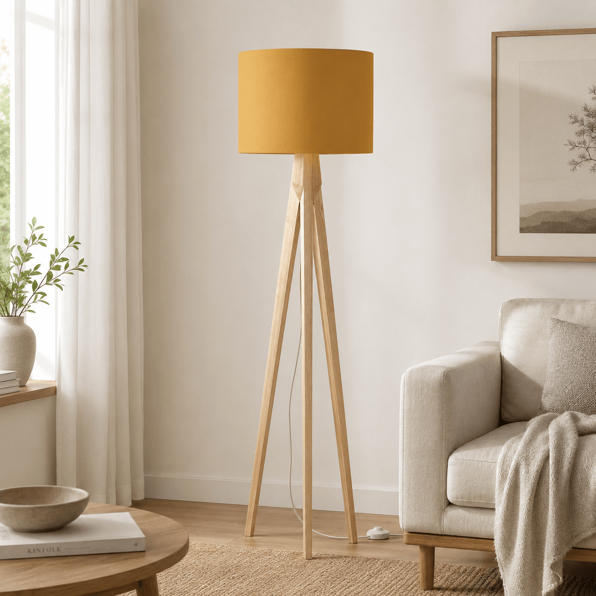 Plain Mustard Lampshade – Handmade UK, Yellow Ceiling or Table Lamp Shade | Made to Order