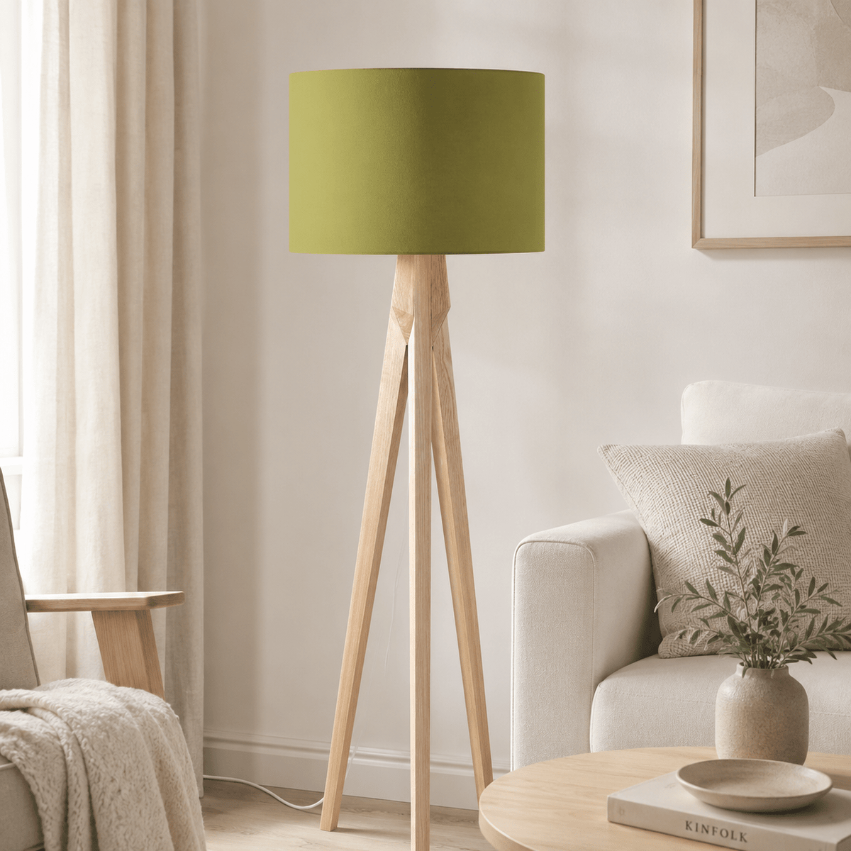 Plain Olive Green Lampshade – Handmade UK, Ceiling or Table Lamp Shade | Made to Order
