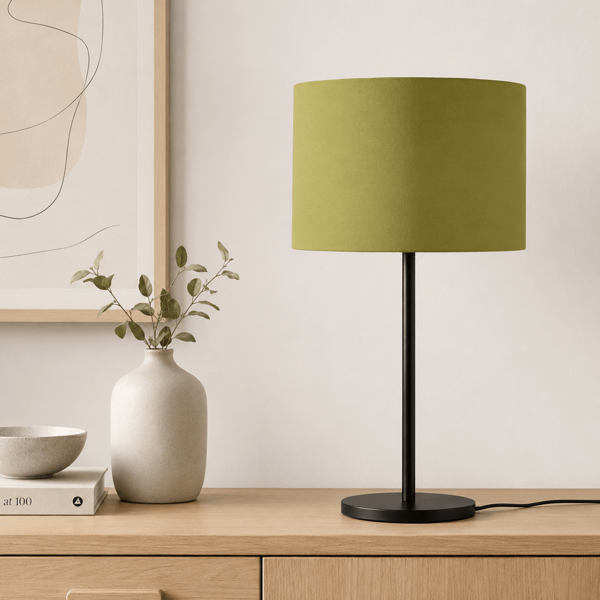 Plain Olive Green Lampshade – Handmade UK, Ceiling or Table Lamp Shade | Made to Order