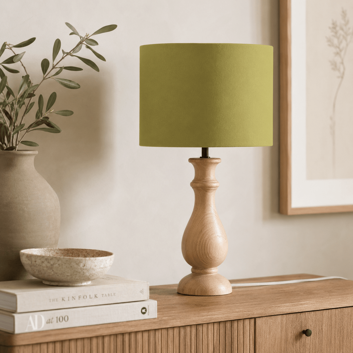 Plain Olive Green Lampshade – Handmade UK, Ceiling or Table Lamp Shade | Made to Order