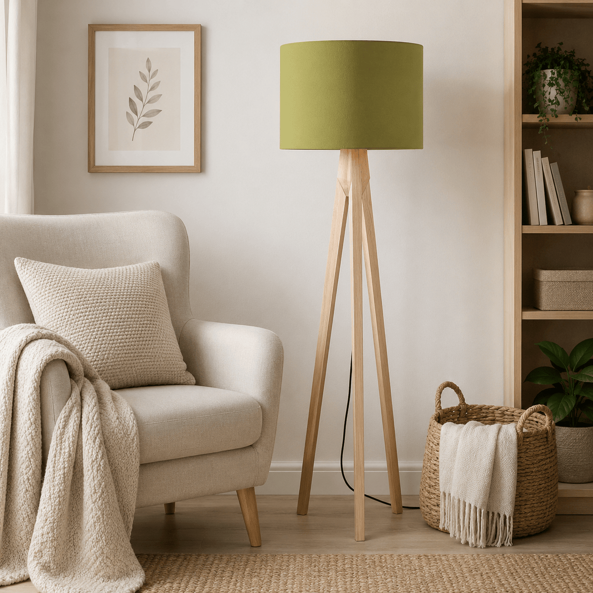 Plain Olive Green Lampshade – Handmade UK, Ceiling or Table Lamp Shade | Made to Order