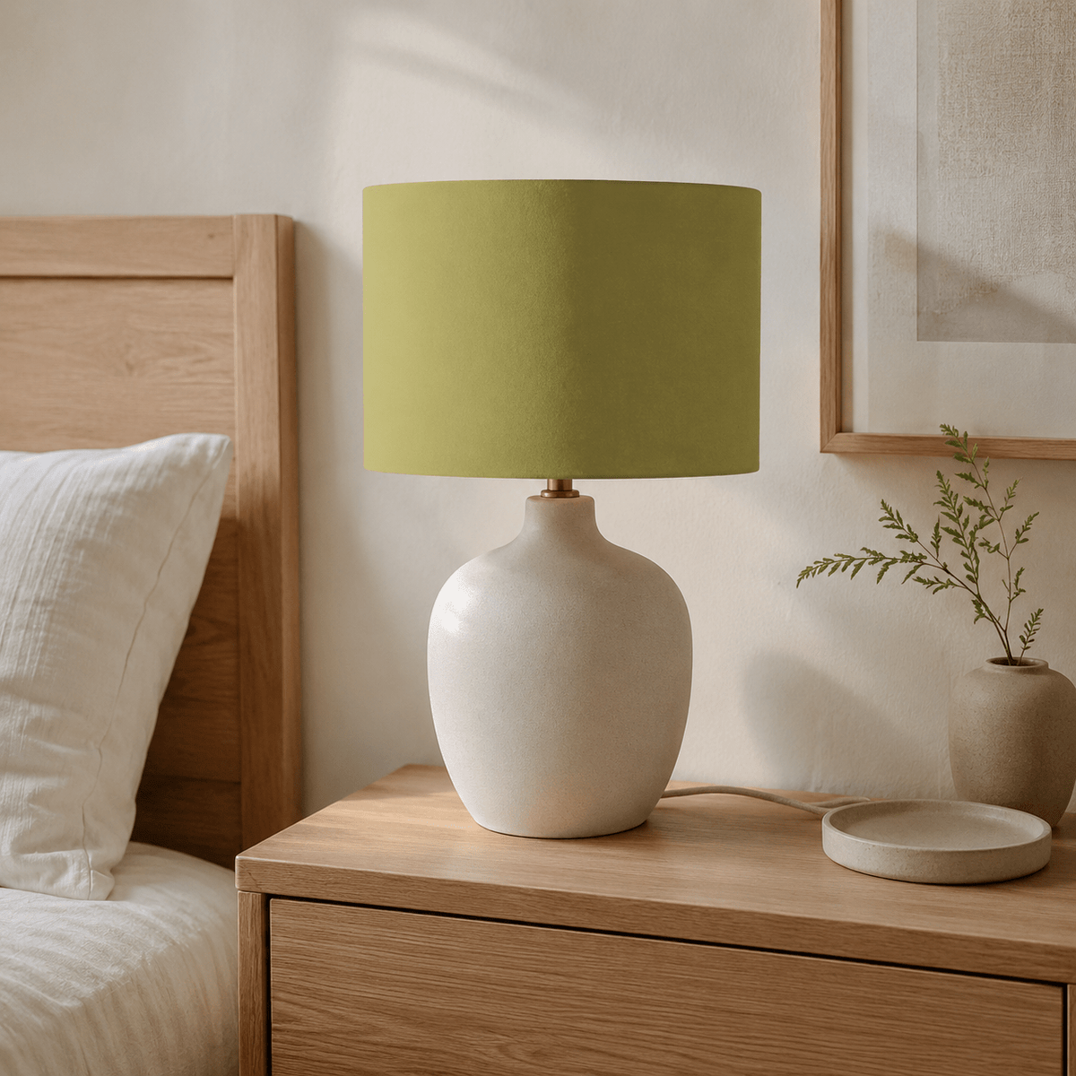 Plain Olive Green Lampshade – Handmade UK, Ceiling or Table Lamp Shade | Made to Order