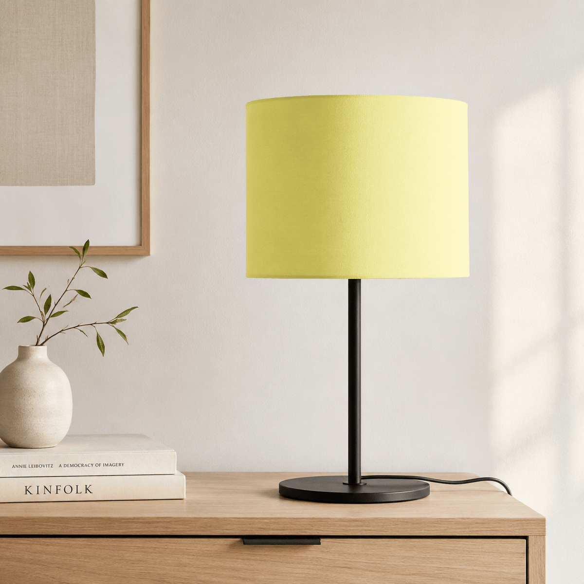 Plain Pale Lemon Lampshade – Handmade UK, Ceiling or Table Lamp Shade | Made to Order
