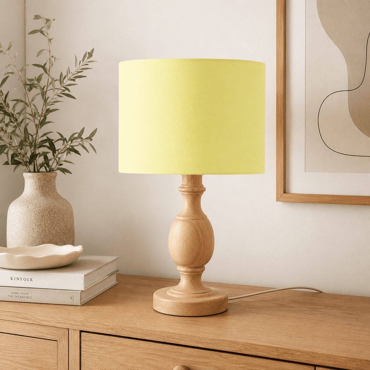 Plain Pale Lemon Lampshade – Handmade UK, Ceiling or Table Lamp Shade | Made to Order