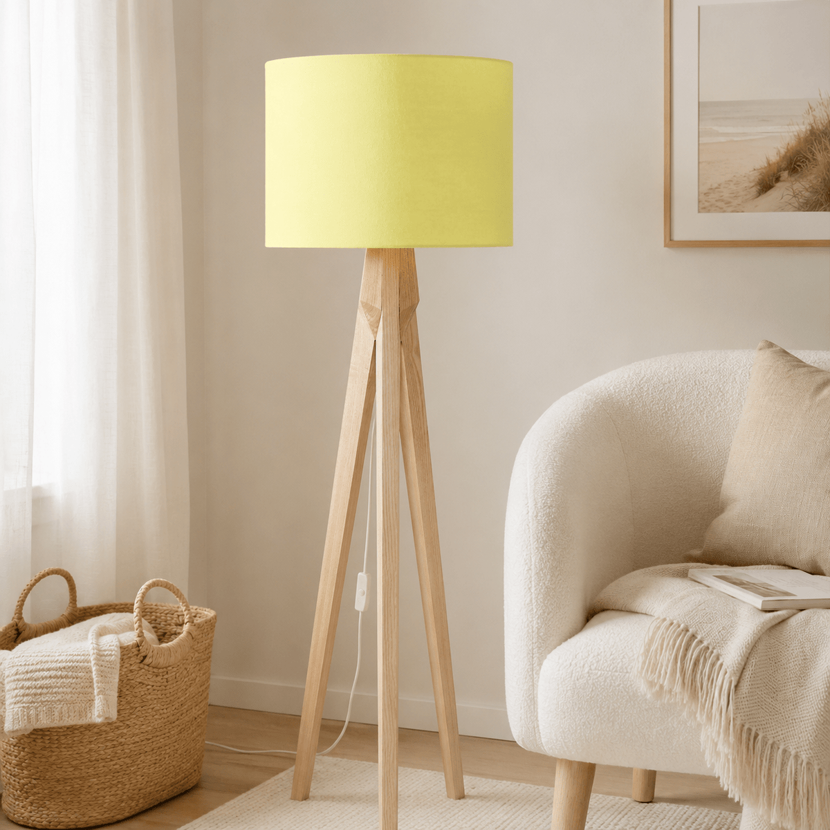 Plain Pale Lemon Lampshade – Handmade UK, Ceiling or Table Lamp Shade | Made to Order