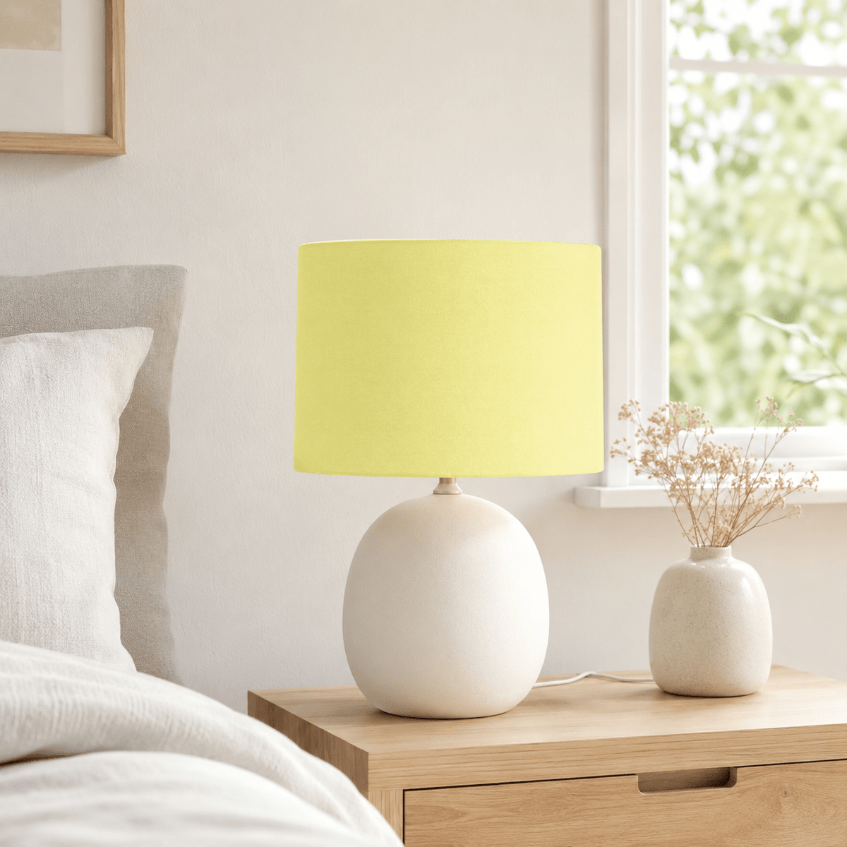 Plain Pale Lemon Lampshade – Handmade UK, Ceiling or Table Lamp Shade | Made to Order