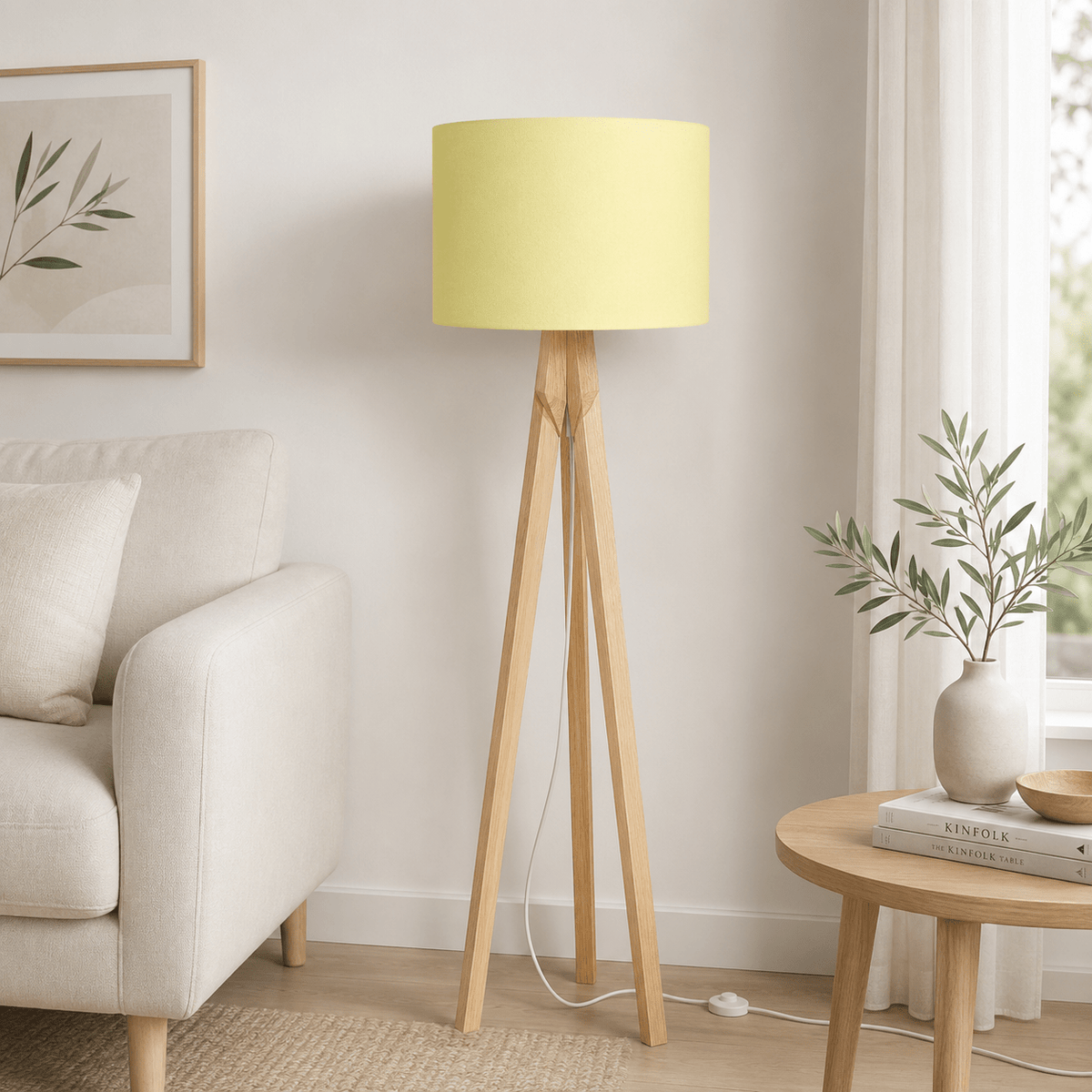 Plain Pale Lemon Lampshade – Handmade UK, Ceiling or Table Lamp Shade | Made to Order