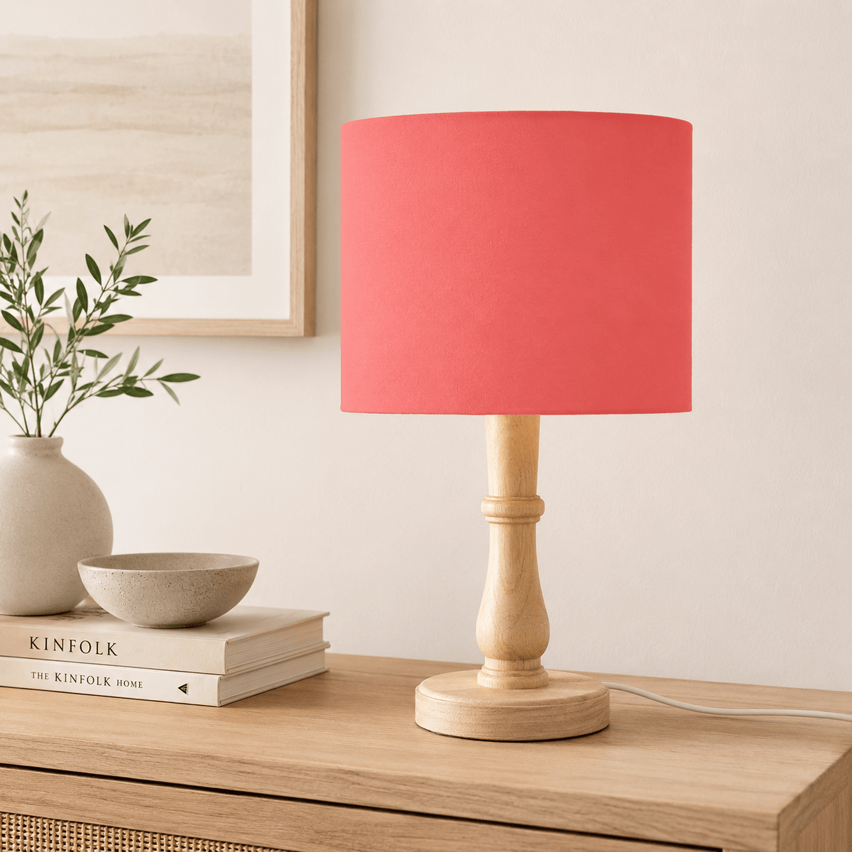 Plain Salmon Pink Lampshade – Handmade UK, Ceiling or Table Lamp Shade | Made to Order