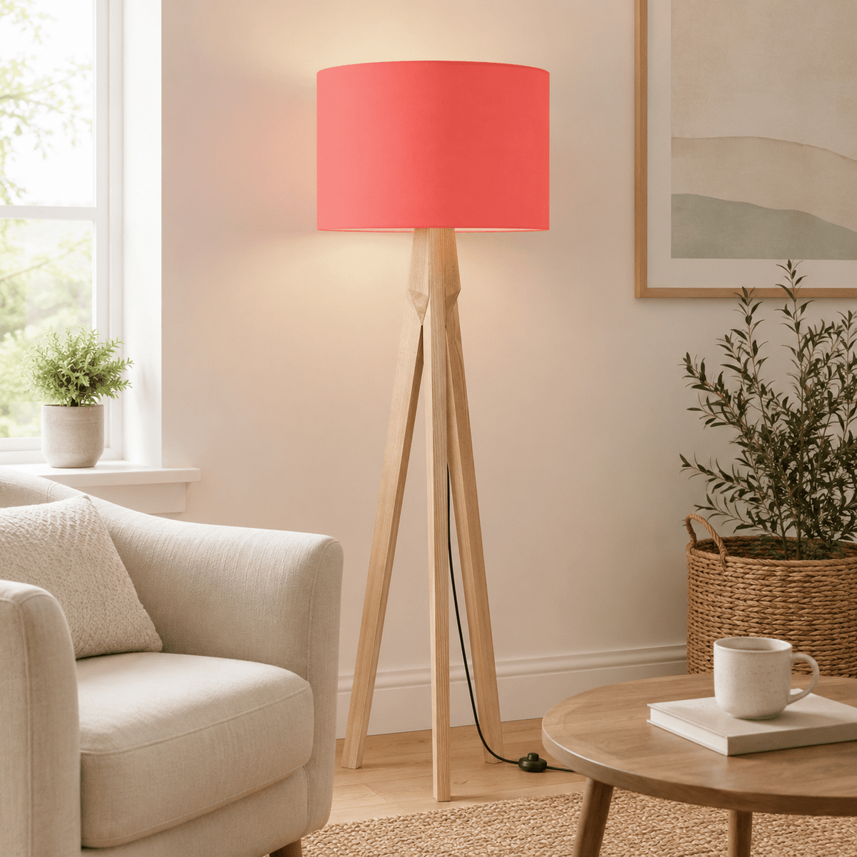 Plain Salmon Pink Lampshade – Handmade UK, Ceiling or Table Lamp Shade | Made to Order