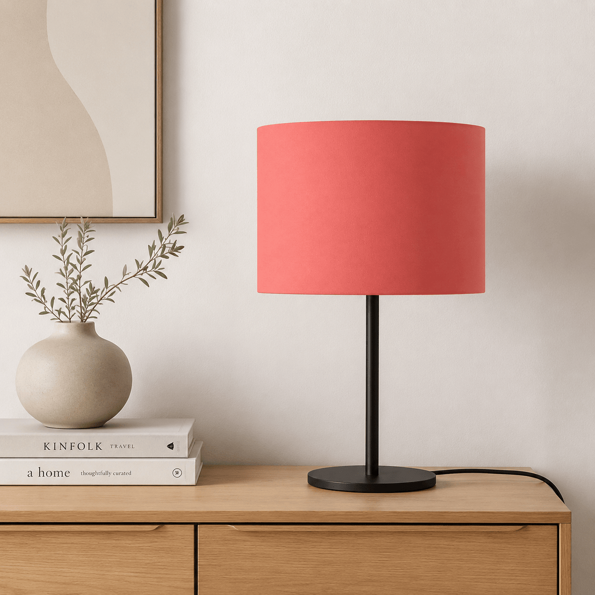 Plain Salmon Pink Lampshade – Handmade UK, Ceiling or Table Lamp Shade | Made to Order