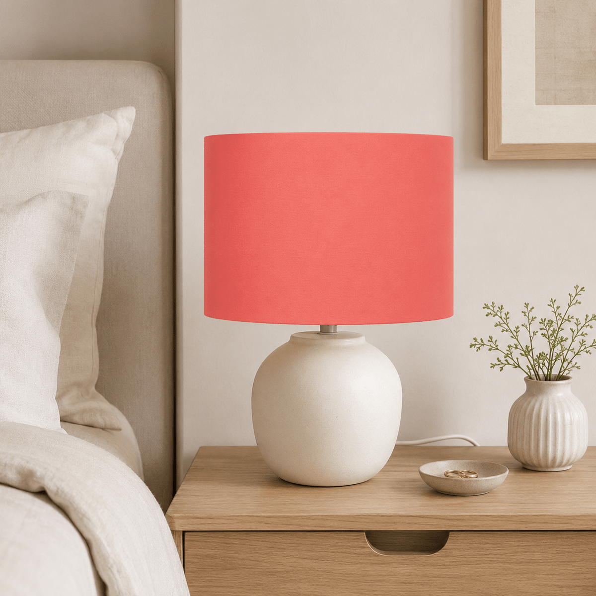 Plain Salmon Pink Lampshade – Handmade UK, Ceiling or Table Lamp Shade | Made to Order