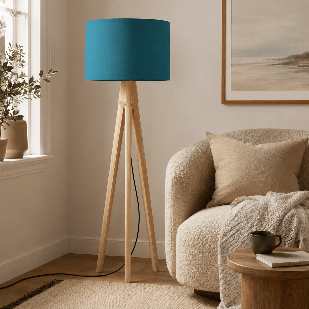 Plain Teal Lampshade – Handmade UK, Ceiling or Table Lamp Shade | Made to Order