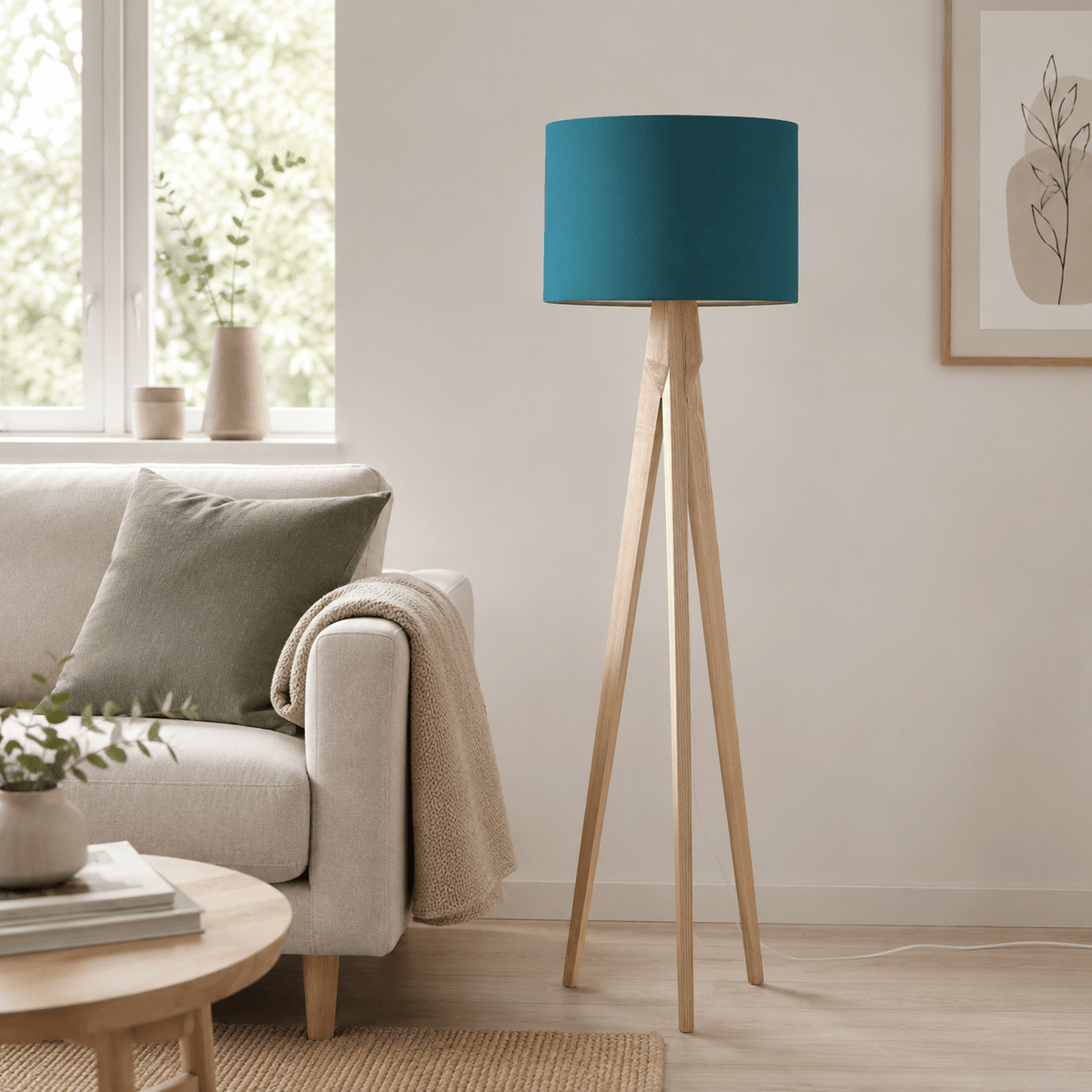 Plain Teal Lampshade – Handmade UK, Ceiling or Table Lamp Shade | Made to Order