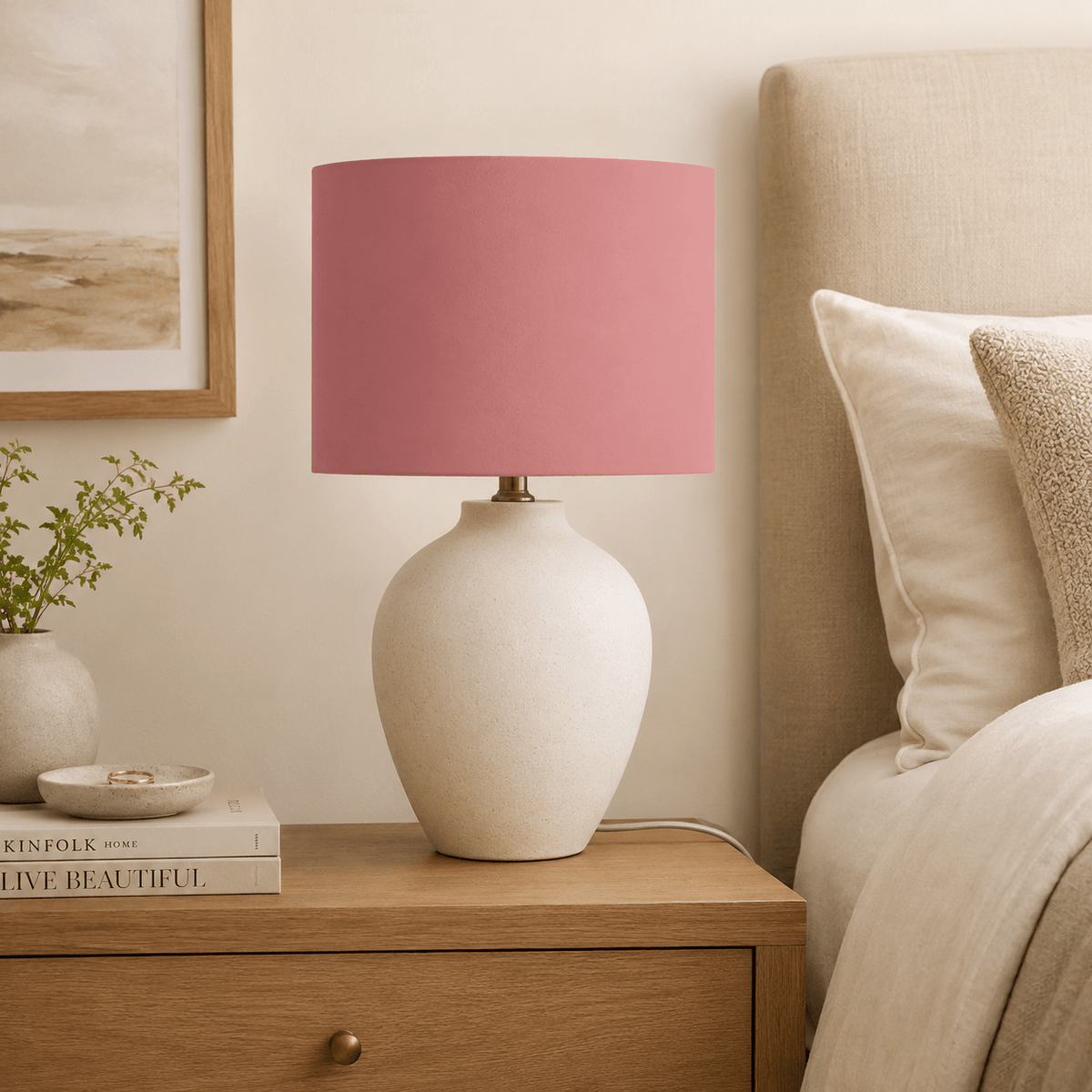 Plain Terracotta Pink Lampshade – Handmade UK, Ceiling or Table Lamp Shade | Made to Order