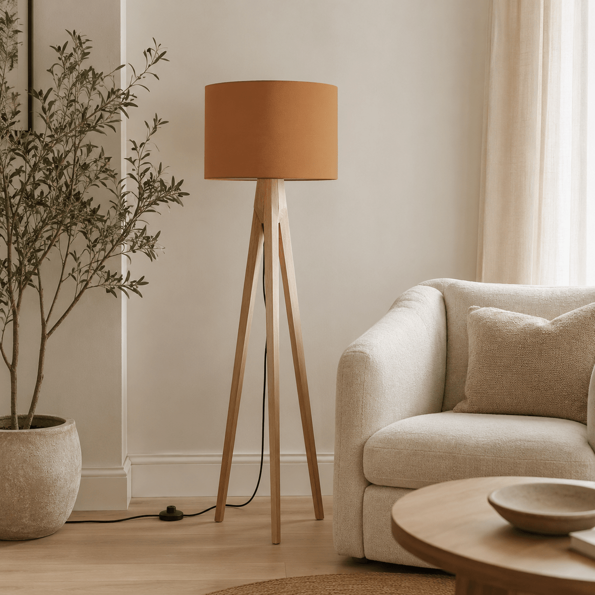 Plain Toffee Lampshade – Handmade UK, Brown Ceiling or Table Lamp Shade | Made to Order