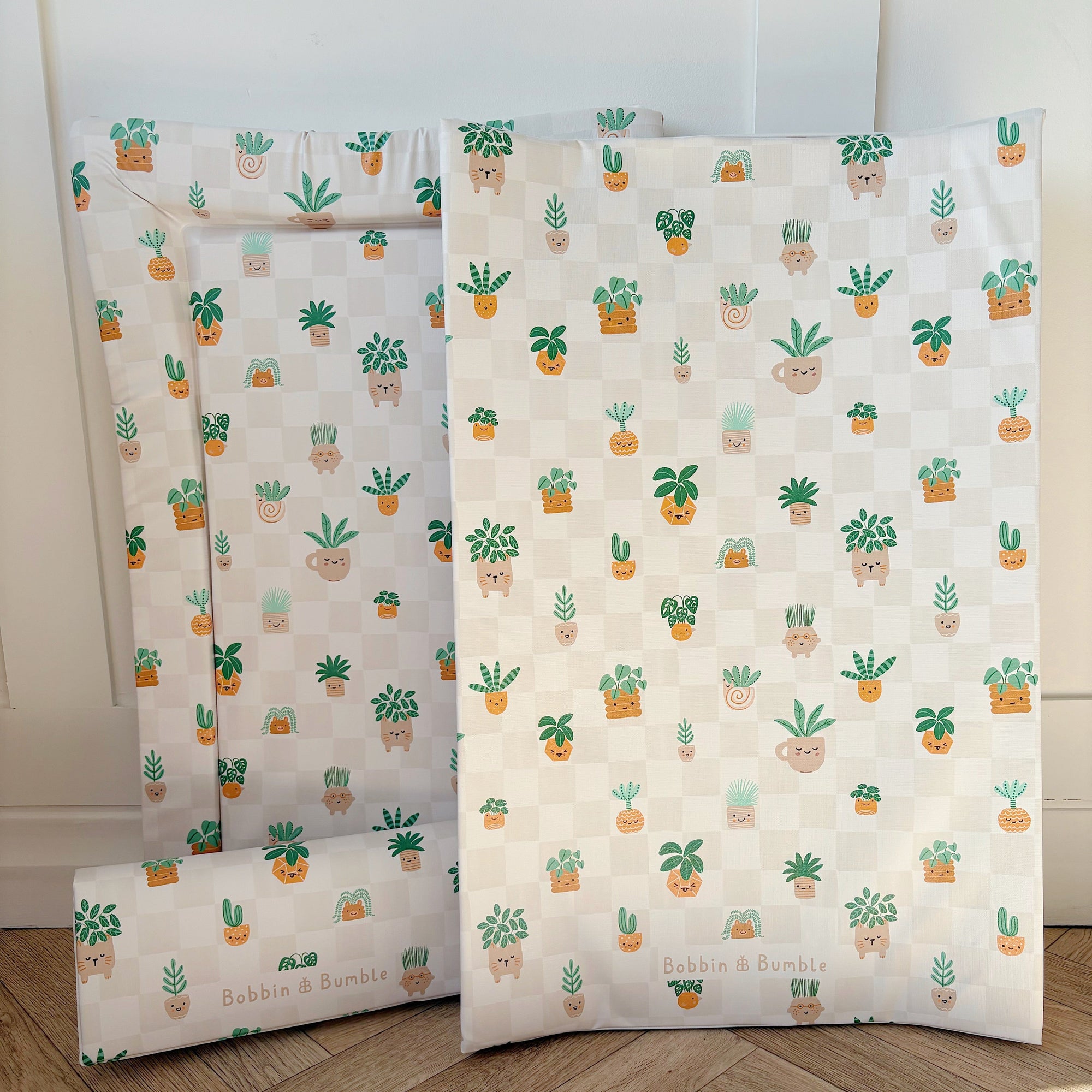 Anti-Roll Wedge Baby Changing Mat - Pot Plants