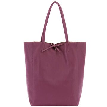 Plum Pebbled Leather Tote Shopper - Brix + Bailey