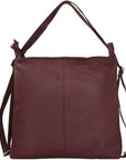 Maroon Leather Convertible Tote Backpack Brix and Bailey Ethical Leather Bag Brand
