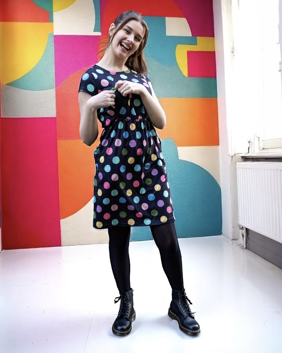 Shona Spot Breastfeeding Dress | Knee Length Nursing Dress