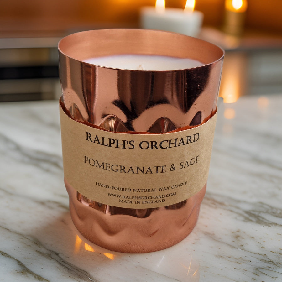 Premium copper tin candles, elegant luxury scented soy candles, hand-poured in England, cruelty-free eco-friendly, best-selling home decor by Ralph's Orchard at brixbailey.com