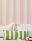 Poppy Sage Cabana Stripe Long Lumbar Cushion Cover
