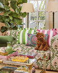 Green Cabana Stripe Ruffled Cushion Cover