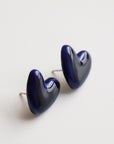 Porcelain Blue Heart Stud Earrings