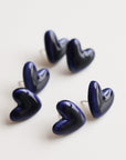 Porcelain Blue Heart Stud Earrings