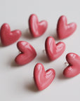 Porcelain Pink Heart Stud Earrings