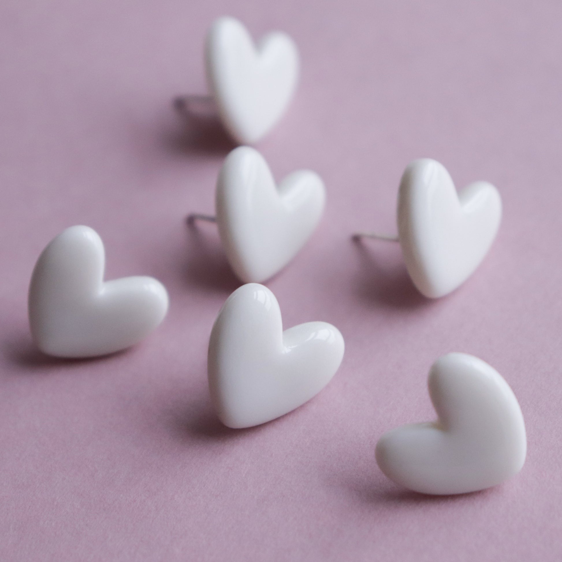 White Porcelain Heart Stud Earrings