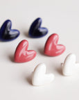 White Porcelain Heart Stud Earrings